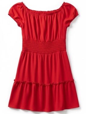 American Eagle Red Smocked Mini Dress Petite Small Off Shoulder
